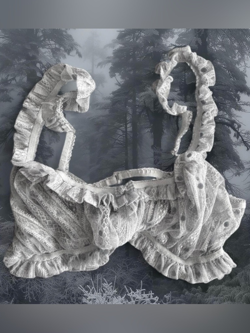 For Love & Lemons Blue Polka Dot Harper 2020 Ruffle Bra